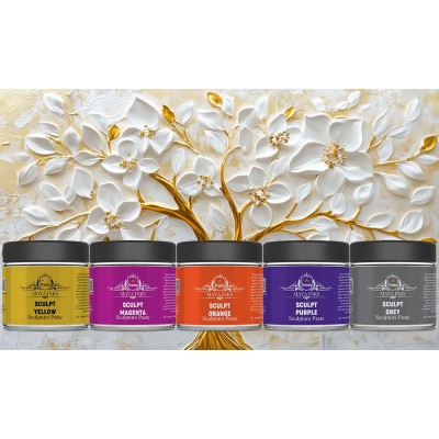 Maya Inks Sculpt Sculpture Paste Set of 5 Colors – 100 gm Each | Texture Paste for 3D Art, Mixed Media & DIY Projects (Purple, Orange, Grey, Yellow, Magenta)