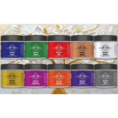 Maya Inks Sculpt Sculpture Paste Set of 10 Colors – 100 gm Each | Texture Paste for 3D Art, Mixed Media & DIY Projects